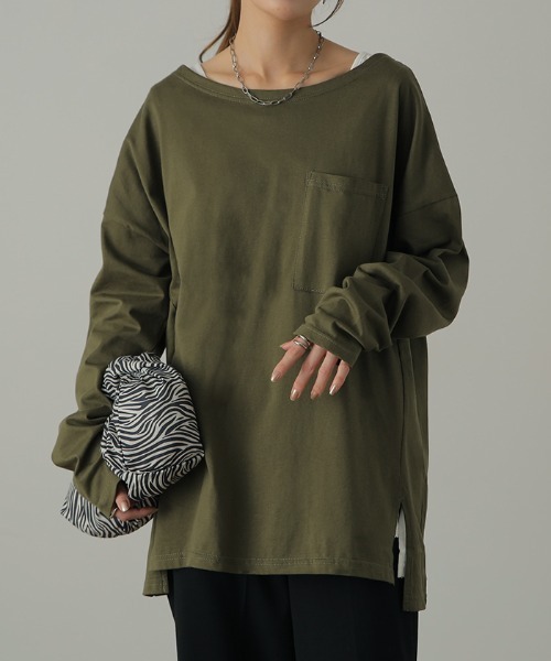 HUG.U(ハグユー)の「体型カバートップス(Tシャツ/カットソー・レディース・ホワイト/ダークグレー/オートミール/モカ/ブラック/オリーブ・FREE)」の17枚目の写真