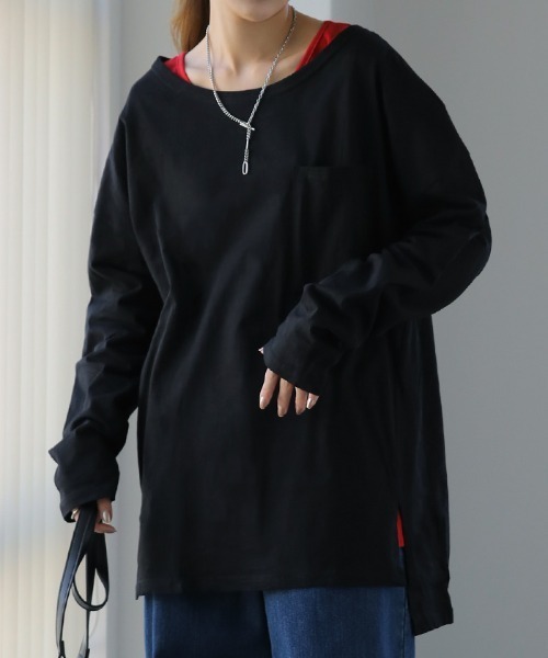 HUG.U(ハグユー)の「体型カバートップス(Tシャツ/カットソー・レディース・ホワイト/ダークグレー/オートミール/モカ/ブラック/オリーブ・FREE)」の13枚目の写真