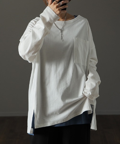 HUG.U(ハグユー)の「体型カバートップス(Tシャツ/カットソー・レディース・ホワイト/ダークグレー/オートミール/モカ/ブラック/オリーブ・FREE)」の7枚目の写真