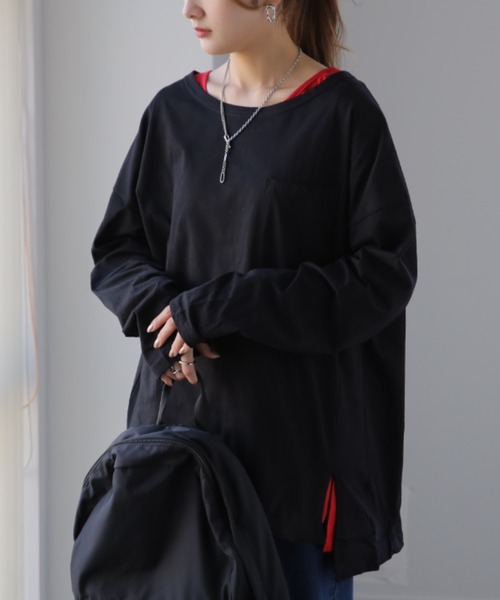 HUG.U(ハグユー)の「体型カバートップス(Tシャツ/カットソー・レディース・ホワイト/ダークグレー/オートミール/モカ/ブラック/オリーブ・FREE)」の15枚目の写真