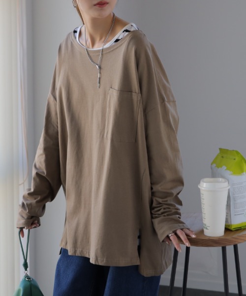 HUG.U(ハグユー)の「体型カバートップス(Tシャツ/カットソー・レディース・ホワイト/ダークグレー/オートミール/モカ/ブラック/オリーブ・FREE)」の11枚目の写真