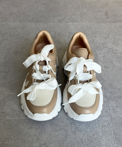 CPCM（シーピーシーエム）の「リボンデザイン厚底スニーカー（スニーカー・レディース・ベージュ/ブラック/アイボリー・MEDIUM/LARGE）」の21枚目の写真