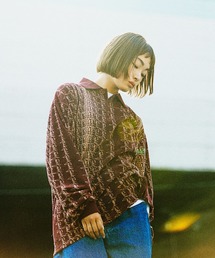 SCRIPT STRIPE VELOR LS POLO