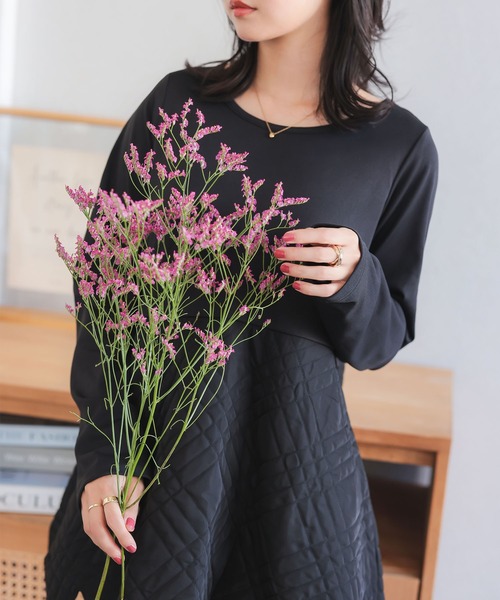 KOBE LETTUCE(コウベレタス)の「キルティング切替スカラップペプラムトップス(Tシャツ/カットソー・レディース・ブラック/オフホワイト/ピンク・M)」の12枚目の写真