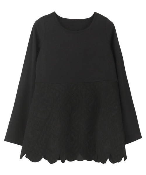 KOBE LETTUCE(コウベレタス)の「キルティング切替スカラップペプラムトップス(Tシャツ/カットソー・レディース・ブラック/オフホワイト/ピンク・M)」の5枚目の写真