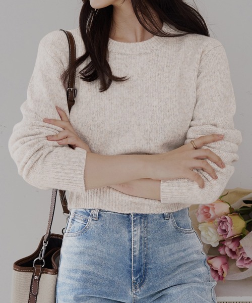 CHAN ME(チャンミ)の「ミックスヤーンニット(ニット/セーター・レディース・ベージュ系/ピンク系/ブルー系・MEDIUM/LARGE/X-LARGE)」の1枚目の写真