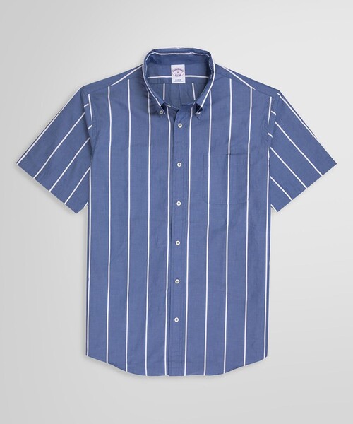 【セール】コットンポプリン ストライプ ショートスリーブ フライデーシャツ（シャツ/ブラウス）｜BROOKS BROTHERS（ブルックスブラザーズ）