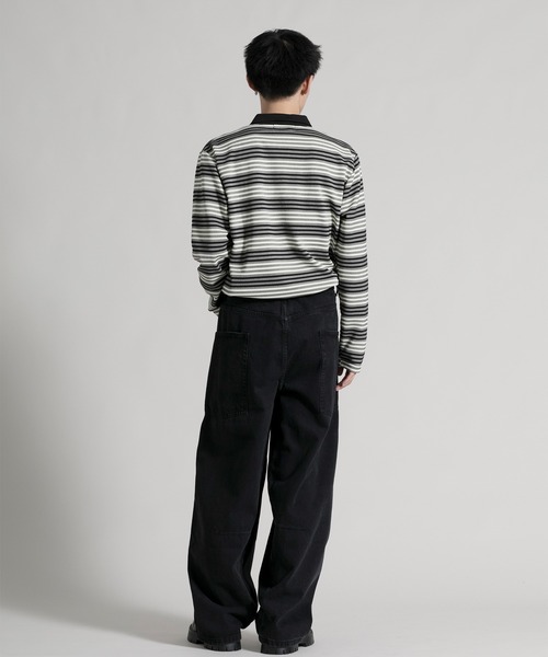 aimoha(アイモハ)の「【aimoha neo】Retro Stripe Long Sleeve Polo(ポロシャツ・メンズ・オレンジ/ブラック/ブルー・MEDIUM/LARGE/X-LARGE/XX-LARGE/XXX-LARGE)」の13枚目の写真