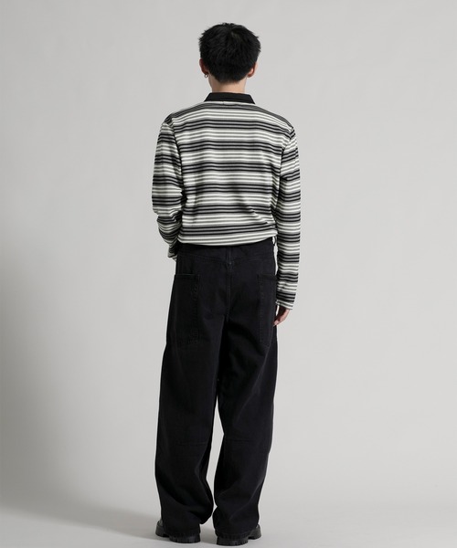 aimoha(アイモハ)の「【aimoha neo】Retro Stripe Long Sleeve Polo(ポロシャツ・メンズ・オレンジ/ブラック/ブルー・MEDIUM/LARGE/X-LARGE/XX-LARGE/XXX-LARGE)」の14枚目の写真