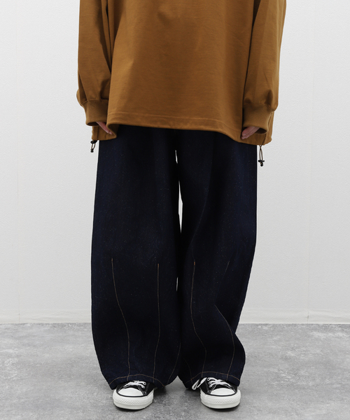 is-ness / イズネス】SILK DENIM 5PK BALLOON PANTS（デニム