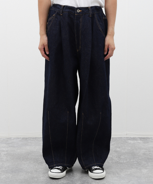is-ness（イズネス）の「【is-ness / イズネス】SILK DENIM 5PK BALLOON PANTS（デニムパンツ・メンズ・ネイビー・LARGE/MEDIUM）」の4枚目の写真
