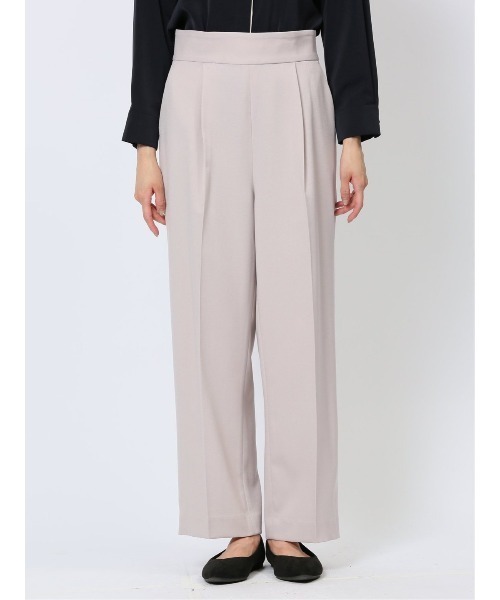 m.f.editorial(エムエフエディトリアル)の「【ウール調 ストレッチ ウォッシャブル UVカット 防シワ】m.f.エディトリアル レディース ワイドパンツ ライトグレー(セットアップ可能)(スーツパンツ・レディース・ライトグレー・MEDIUM/LARGE/X-LARGE/S)」の4枚目の写真