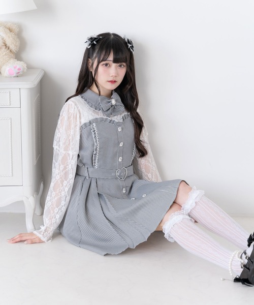 最終値下げディアマイラブ 夢展望 2XL(3L) ブラウス ワンピース ビスチェ STEPUP対象】【送料無料】丸襟ビスチェティアードワンピース