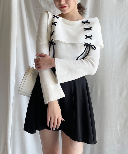 one way(ワンウェイ)の「レーシングオフショルニット(ニット/セーター・レディース・ホワイト/グレー/ピンク/レッド/ブラック・FREE)」の6枚目の写真