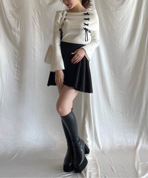 one way(ワンウェイ)の「レーシングオフショルニット(ニット/セーター・レディース・ホワイト/グレー/ピンク/レッド/ブラック・FREE)」の9枚目の写真