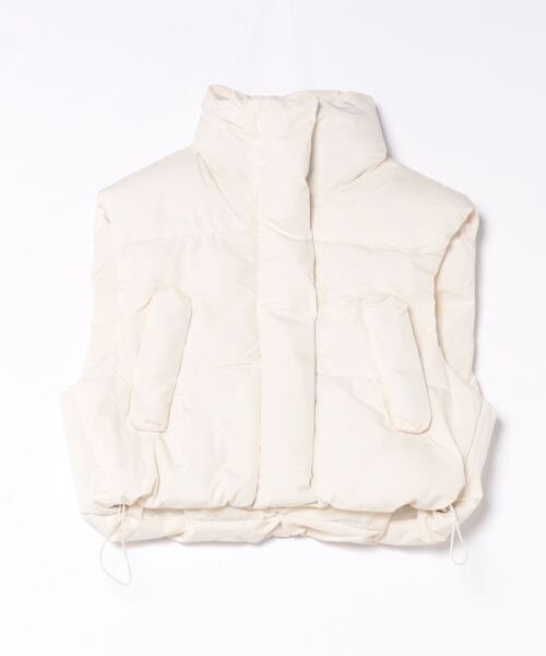Ritzy（リッツィー）の「スタンドカラー ショート丈 エコダウンベスト（ダウンベスト・レディース・ブラック/ホワイト/ベージュ・L/M）」の6枚目の写真