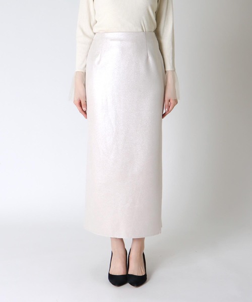 箔ストレッチスエードタイトスカート【WEB・一部店舗限定】（スカート）｜Jines（ジネス）