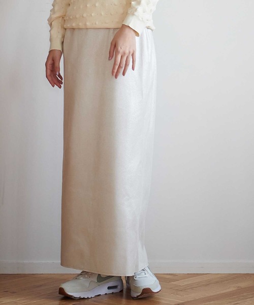 箔ストレッチスエードタイトスカート【WEB・一部店舗限定】（スカート）｜Jines（ジネス）