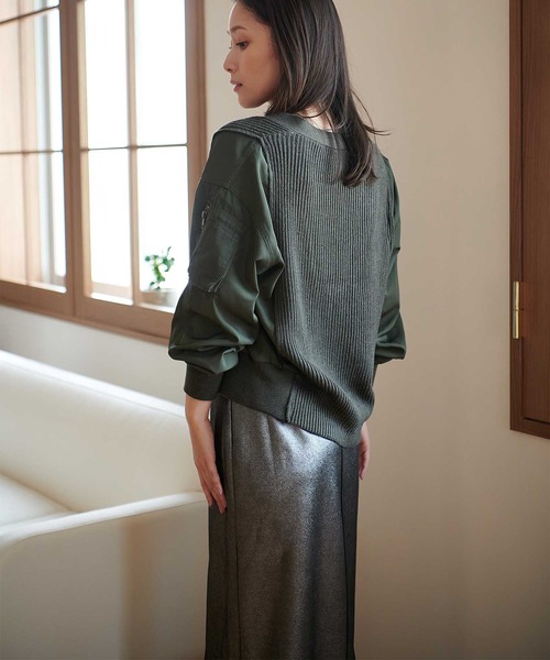 箔ストレッチスエードタイトスカート【WEB・一部店舗限定】（スカート）｜Jines（ジネス）