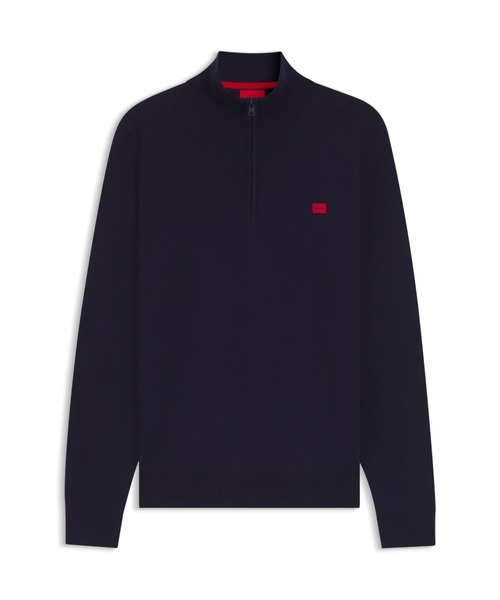 HUGO(ヒューゴ)の「ロゴラベル コットンニット ジップネックセーター(ニット/セーター・メンズ・ブラック/ダークインディゴブルー・S/M/L/XL/XXL)」の6枚目の写真