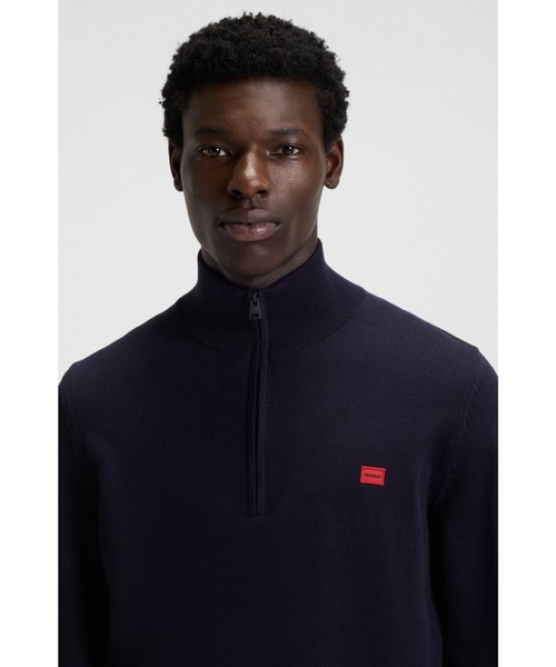 HUGO(ヒューゴ)の「ロゴラベル コットンニット ジップネックセーター(ニット/セーター・メンズ・ブラック/ダークインディゴブルー・S/M/L/XL/XXL)」の7枚目の写真
