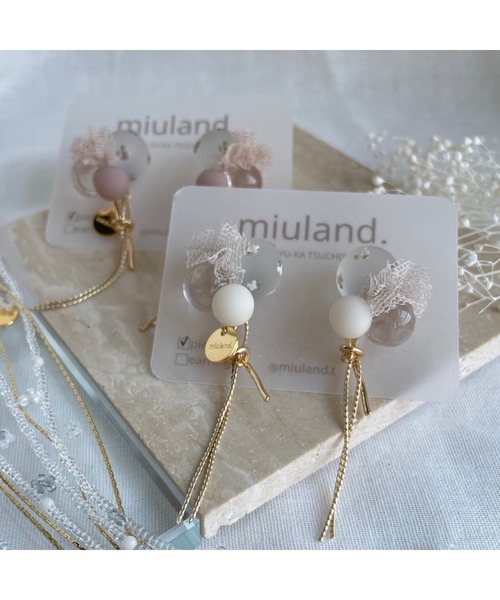 tone（トーン）の「【miuland】tutu flower【ノット】(MA)（ピアス（両耳用）・レディース・ホワイト/ブラウン・FREE）」の6枚目の写真