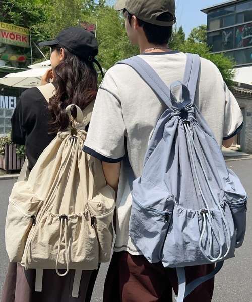 lilful（リルフル）の「【 4color 】ドロストシャーリングナイロンバックパック（バックパック/リュック・レディース・ブラック/サックスブルー/ホワイト・F）」の5枚目の写真