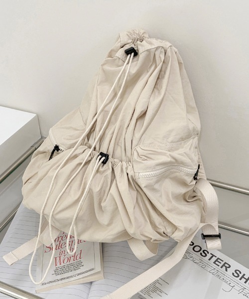 lilful（リルフル）の「【 4color 】ドロストシャーリングナイロンバックパック（バックパック/リュック・レディース・ブラック/サックスブルー/ホワイト・F）」の12枚目の写真