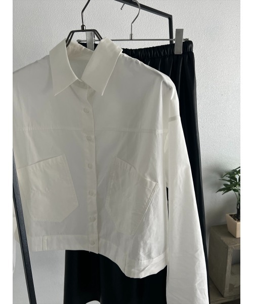 ブラウス シャツ ショート丈ダブルポケットシャツ レディース セール】ショート丈ダブルポケットシャツ（シャツ/ブラウス