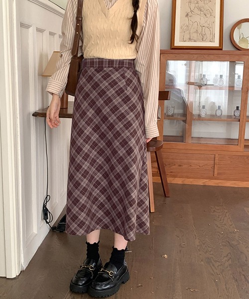 HALEY PESCA（ヘーリーペスカ）の「HALEY PESCA/バイアスチェック　ロングスカート（スカート・レディース・ブラック/ブラウン・LARGE/MEDIUM/SMALL）」の18枚目の写真