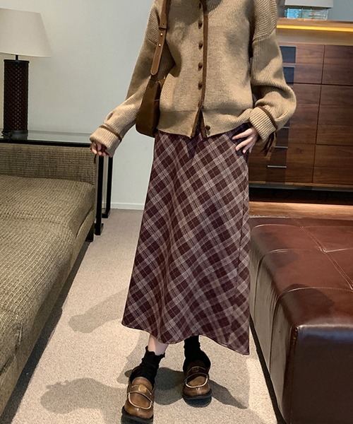 HALEY PESCA（ヘーリーペスカ）の「HALEY PESCA/バイアスチェック　ロングスカート（スカート・レディース・ブラック/ブラウン・LARGE/MEDIUM/SMALL）」の20枚目の写真