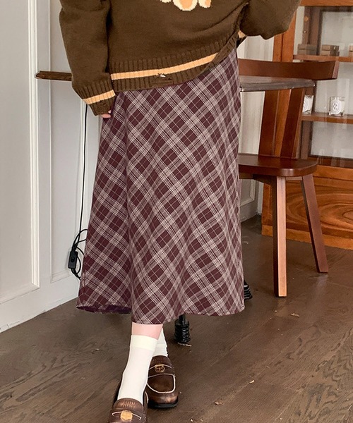 HALEY PESCA（ヘーリーペスカ）の「HALEY PESCA/バイアスチェック　ロングスカート（スカート・レディース・ブラック/ブラウン・LARGE/MEDIUM/SMALL）」の17枚目の写真