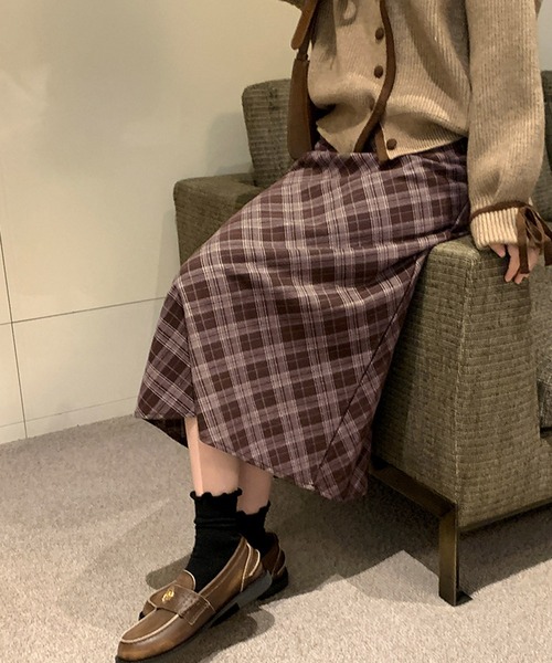 HALEY PESCA（ヘーリーペスカ）の「HALEY PESCA/バイアスチェック　ロングスカート（スカート・レディース・ブラック/ブラウン・LARGE/MEDIUM/SMALL）」の19枚目の写真