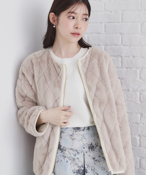 セール】リバーシブル キルティングフェイクファーブルゾン【洗濯機