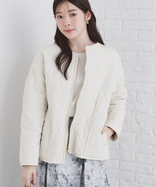 index（インデックス）の「◆リバーシブル キルティングフェイクファーブルゾン【洗濯機洗い可】（ブルゾン・レディース・アイボリー/ブラック・34/36/38/40/42）」の7枚目の写真