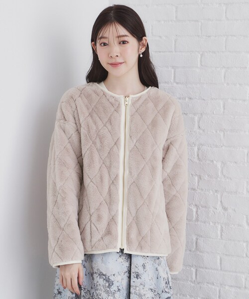 セール】リバーシブル キルティングフェイクファーブルゾン【洗濯機