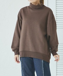 【リンクコーデ】【ママサイズ】裏起毛 タートルネック リブ切替え プルオーバー