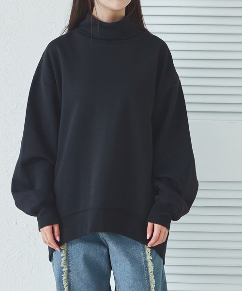 pairmanon(ペアマノン)の「【リンクコーデ】【ママサイズ】裏起毛 タートルネック リブ切替え プルオーバー(スウェット・レディース・ブラック/ベージュ/ブラウン/グレー・FREE)」の1枚目の写真