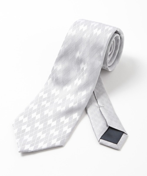 CROWDED CLOSET(クラウデッドクローゼット)の「変形アーガイル/シャドー千鳥柄クレリックタイ(ネクタイ・メンズ・シルバー/ボルドー/ネイビー・FREE)」の3枚目の写真
