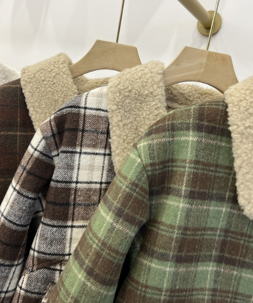 LAC-VERT（ラック・ヴェール）の「インナーボアチェックブルゾン（ブルゾン・レディース・グリーン/ブラウン/ブラック・FREE）」の9枚目の写真