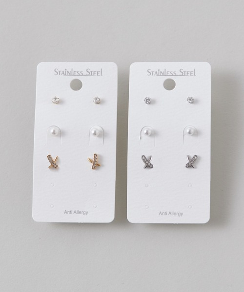 ciite' surgical stainless(シーテサージカルステンレス)の「【 金属アレルギー対応 】 3set pierce / ピアス3セット サージカルステンレス (両耳用)(ピアス(両耳用)・レディース・ゴールド/シルバー・FREE)」の2枚目の写真