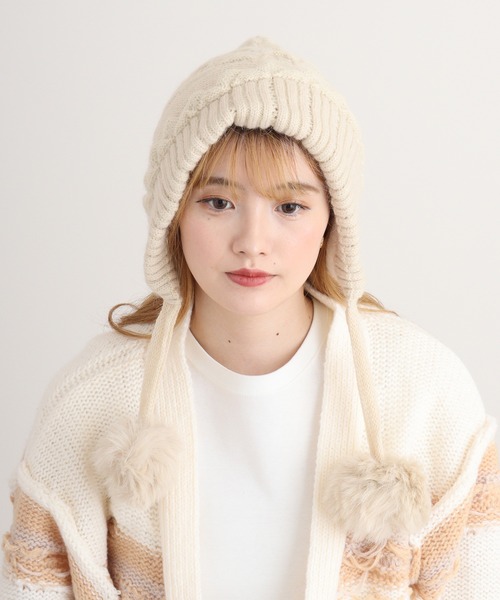 セール】RUCCHE 編み込みポンポンワッチ（ニットキャップ