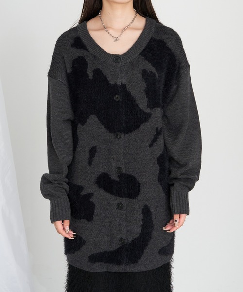 RAY CASSIN（レイカズン）の「【前後2WAY】Vネックヒョウ柄ルーズチュニック / ニット（ニット/セーター・レディース・チャコールグレー/ブラウン/アイボリー・FREE）」の15枚目の写真