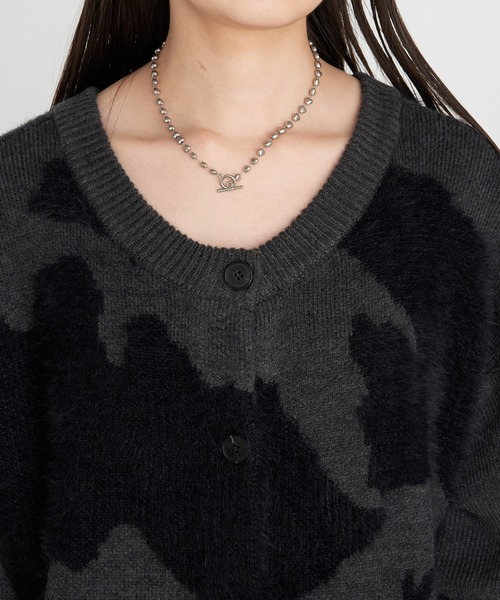 RAY CASSIN（レイカズン）の「【前後2WAY】Vネックヒョウ柄ルーズチュニック / ニット（ニット/セーター・レディース・チャコールグレー/ブラウン/アイボリー・FREE）」の18枚目の写真