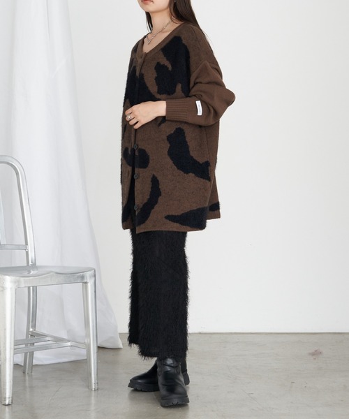 RAY CASSIN（レイカズン）の「【前後2WAY】Vネックヒョウ柄ルーズチュニック / ニット（ニット/セーター・レディース・チャコールグレー/ブラウン/アイボリー・FREE）」の20枚目の写真