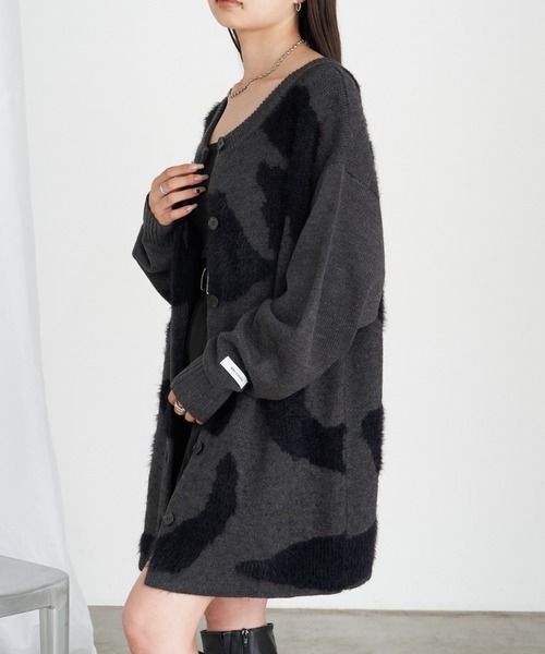 RAY CASSIN（レイカズン）の「【前後2WAY】Vネックヒョウ柄ルーズチュニック / ニット（ニット/セーター・レディース・チャコールグレー/ブラウン/アイボリー・FREE）」の10枚目の写真