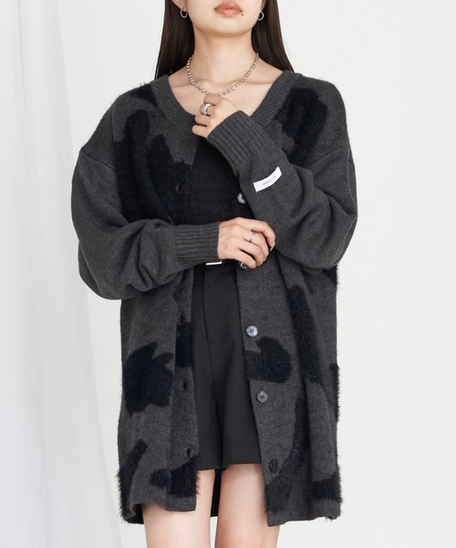 RAY CASSIN（レイカズン）の「【前後2WAY】Vネックヒョウ柄ルーズチュニック / ニット（ニット/セーター・レディース・チャコールグレー/ブラウン/アイボリー・FREE）」の13枚目の写真