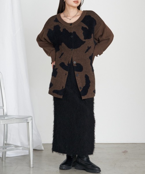 RAY CASSIN（レイカズン）の「【前後2WAY】Vネックヒョウ柄ルーズチュニック / ニット（ニット/セーター・レディース・チャコールグレー/ブラウン/アイボリー・FREE）」の19枚目の写真