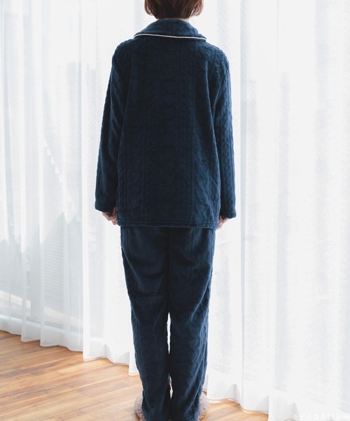 fran de lingerie（フランデランジェリー）の「ふんわり軽くて暖かいmemory fleece もこもこ フリース前開き上下セット レディース パジャマ ふわふわ 部屋着 かわいい あったか（ルームウェア/パジャマ・レディース・ブラウン系その他/オフホワイト/ネイビー/ピンク系その他2・M-L）」の17枚目の写真