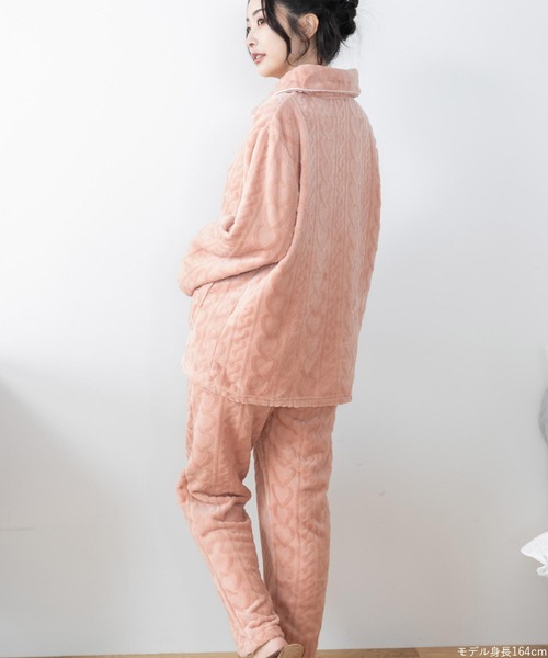 fran de lingerie（フランデランジェリー）の「ふんわり軽くて暖かいmemory fleece もこもこ フリース前開き上下セット レディース パジャマ ふわふわ 部屋着 かわいい あったか（ルームウェア/パジャマ・レディース・ブラウン系その他/オフホワイト/ネイビー/ピンク系その他2・M-L）」の20枚目の写真